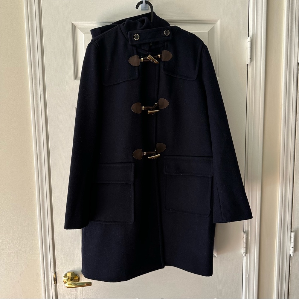 MICHAEL Michael Kors Navy Blue Hooded Wool Pea Coat